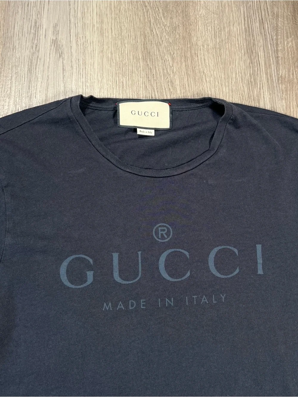 Gucci Men's Black Logo Crew Neck Short Sleeve Cotton Jersey T-Shirt Size L Italy